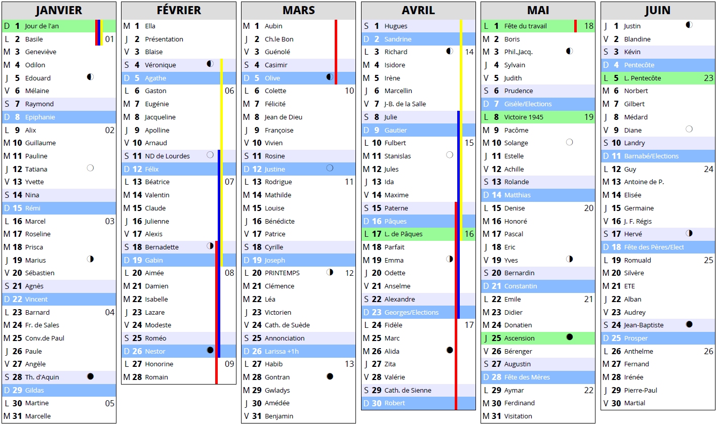 canlandrier 1st semestre